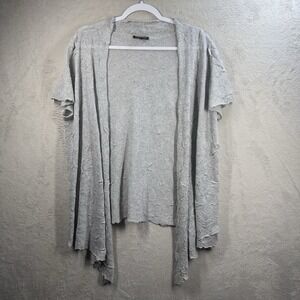 Eileen Fisher Gray Crinkle Knit Lightweight Cardigan Shirt Sleeve Women's Six XL